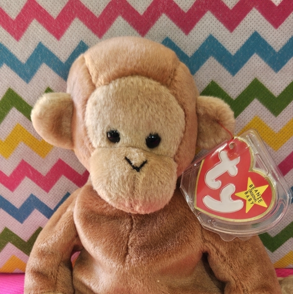 Ty original beanie baby. Bongo the monkey Date of birth.August 17thth 1995